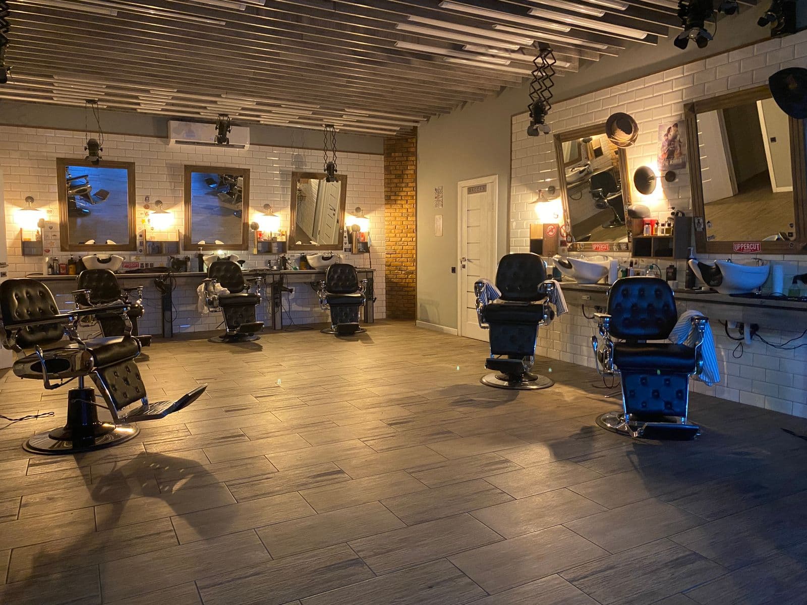 Styling chair and mirror detail at Megas Hair Salon, Coquitlam